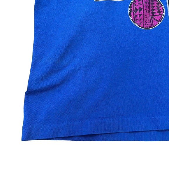 Vintage Diadora Tennis Tee Shirt Blue Medium Flushing Meadow 1992 - Picture 9 of 11